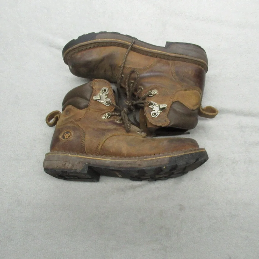 Hawx Mens 10D Work Boots Brown Crew Chief Leather Lace Up Rugged Sturdy Soft Toe